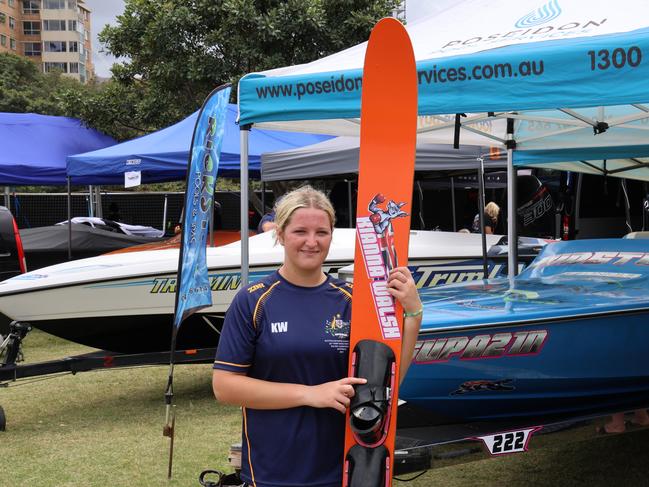 Tuggerawong's Kianna Walsh is taking on the IWWF World Water Ski Racing Championships in Gosford. Picture: Russell Chown Photography