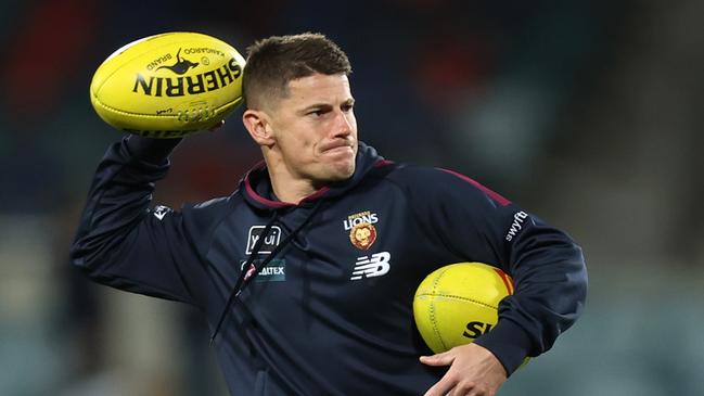 Dayne Zorko got on the wrong side of the umpires, and SuperCoach scorers, early against the Hawks. Picture: Jason McCawley/AFL Photos/via Getty Images