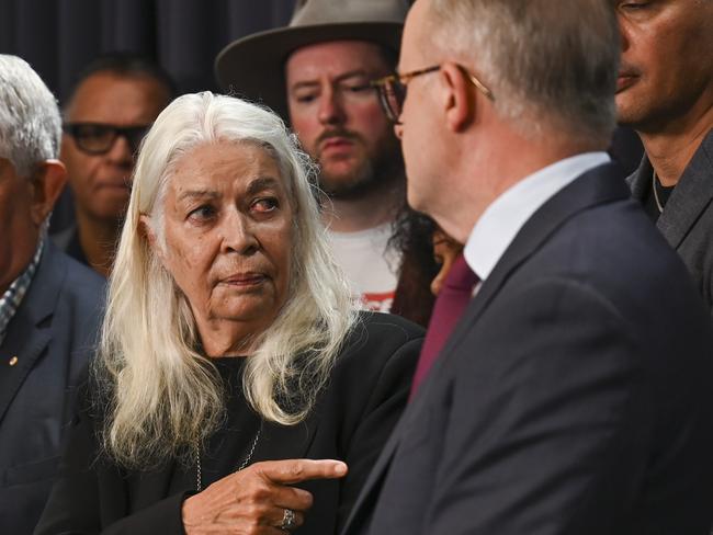 Marcia Langton and members of the Referendum Working Group with Anthony Albanese at Parliament House. Picture: NCA NewsWire / Martin Ollman