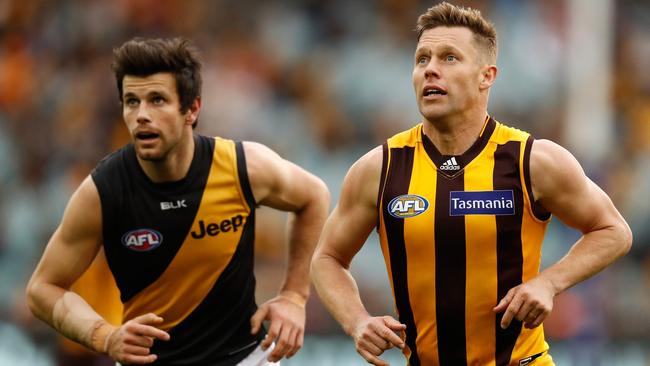 Trent Cotchin and Sam Mitchell will be crowned joint 2012 Brownlow medallists next week. Picture: AFL Media