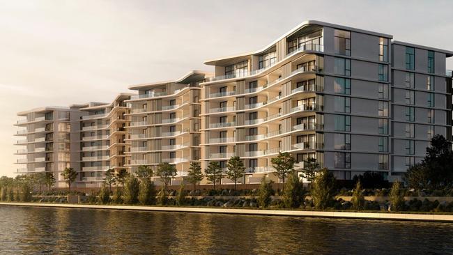 Artist render of the $220m residential complex project by Habitat Development Group. Photo: K Architecture