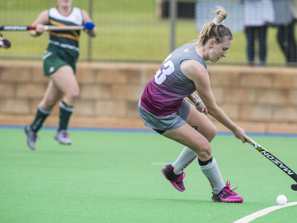 Aleesha Spyve of Gladstone against Ipswich in Hockey Queensland Championships at Clyde Park, Sunday, May 2, 2021. Picture: Kevin Farmer