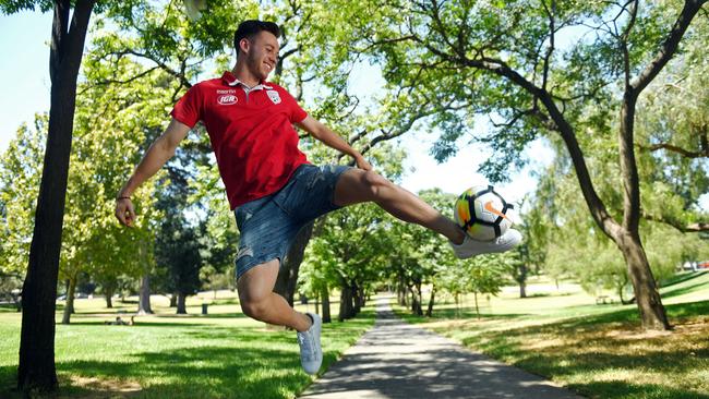 Adelaide United youngster Lachlan Brook has returned to Reds training after sitting out the A-League season due to injury. Picture: Tom Huntley