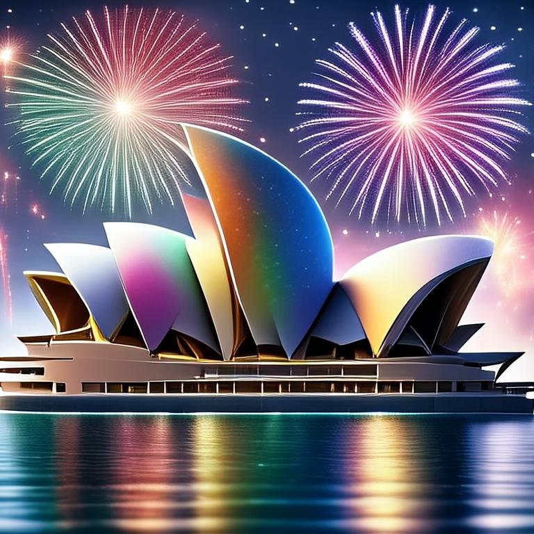 Sydney's Opera House using a fireworks theme on Image Playground.