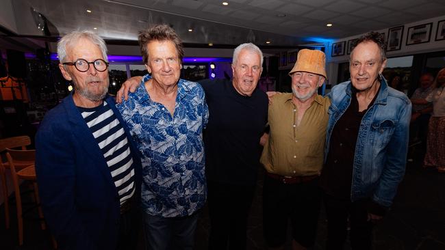 Daryl Braithwaite with Sherbet members Garth Porter, his twin brother Glenn, Alan Sandow and Tony Mitchell. Picture: Jess Gleeson.