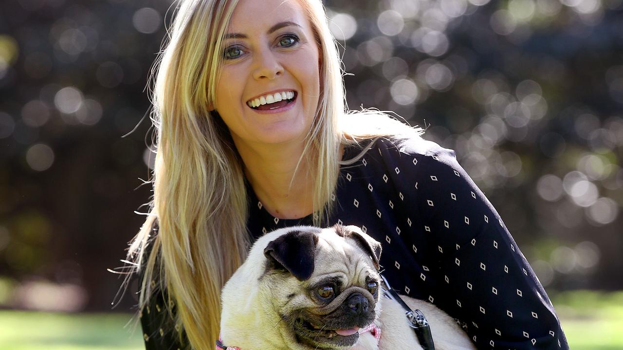 Emma Hurst with Mia the pug. The Animal Justice Party MP has successfully banned bestiality material in NSW. Picture: Toby Zerna