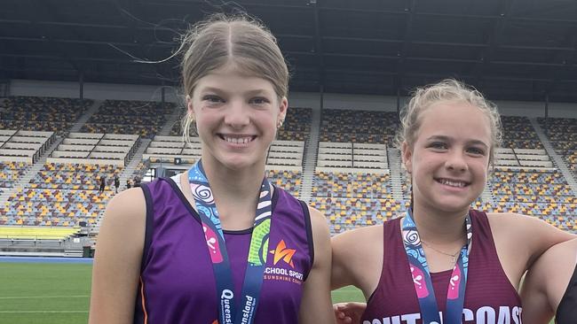 Jaida Burgoyne, middle, flanked by Jade McCoombes, right, and second placed Makayla Elcoate.