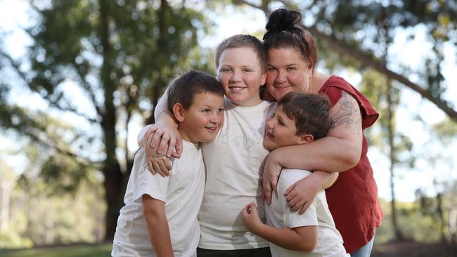 Rebekah Ward lost her home in Gwabegar on Friday night from an electrical fire, caused by mice. Her three boys John, 12, Charlie, 9 and Oliver, 7, were all at footy practice at the time luckily and no one was hurt, but they've lost most of their possessions. Picture: David Swift