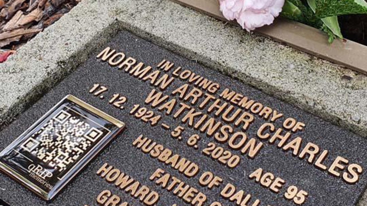 An example of a QR code on Mr Watkinson's father's headstone. Picture: supplied