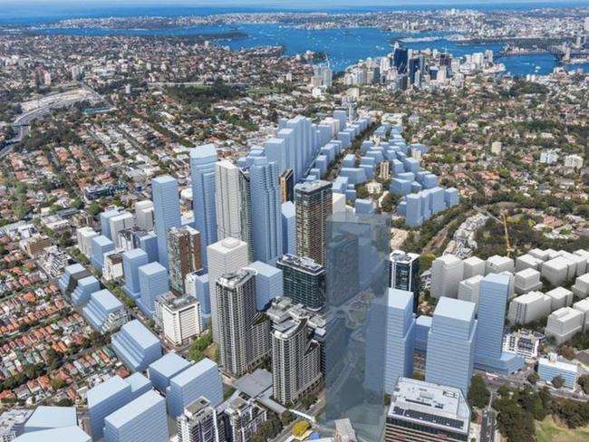 The development potential in a new TOD zone in Crows Nest. Picture: NSW Government