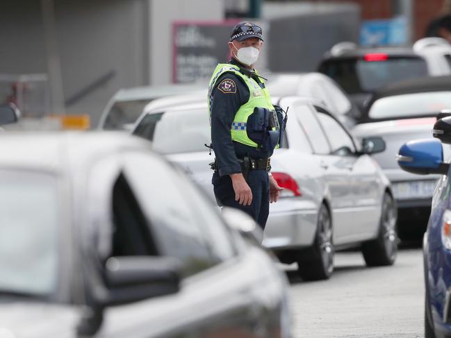 Cars are being turned away from drive-through clinics. Picture: Nikki Davis-Jones