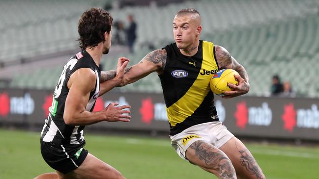 Dustin Martin’s return will boost the Tigers. Picture: Michael Klein