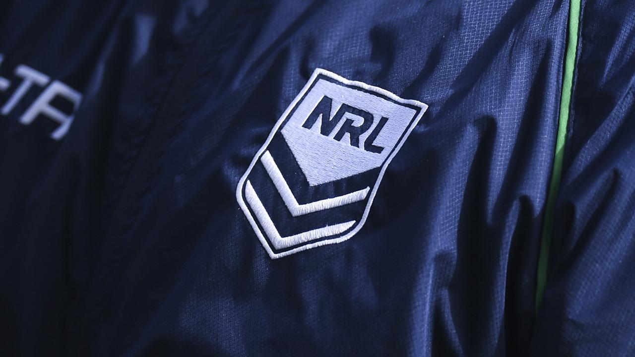 The NRL logo is seen on a jacket of an official supervising a Canberra Raiders training session at Canberra Raiders Headquarters in Canberra, Thursday, May 7, 2019. (AAP Image/Lukas Coch) NO ARCHIVING