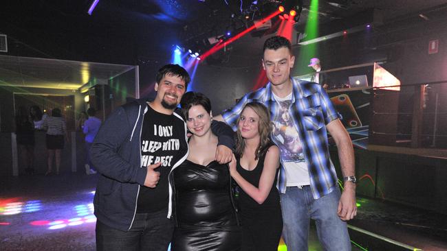 (L-R) Kalem Brumpton, Kayla Williams, Kaitlin O'Brien and Jessie Bell at Bojangles Nightclub, Goondoon Street, Gladstone. Photo Christopher Chan / The Observer