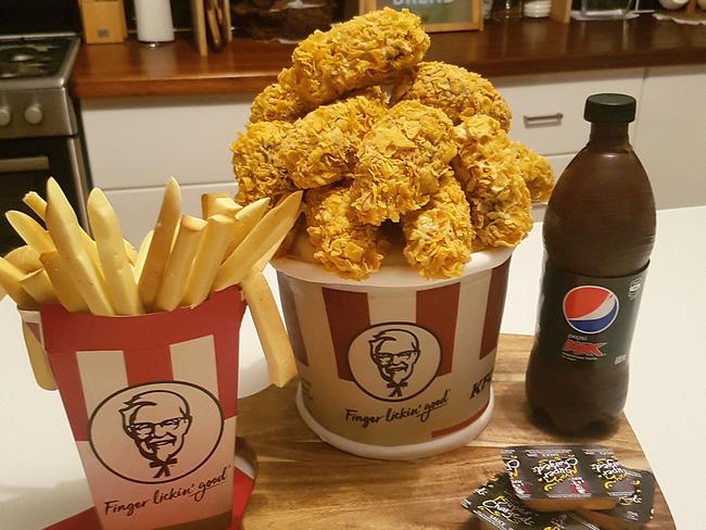 Alice Munro’s KFC bucket cake. Picture: SUPPLIED