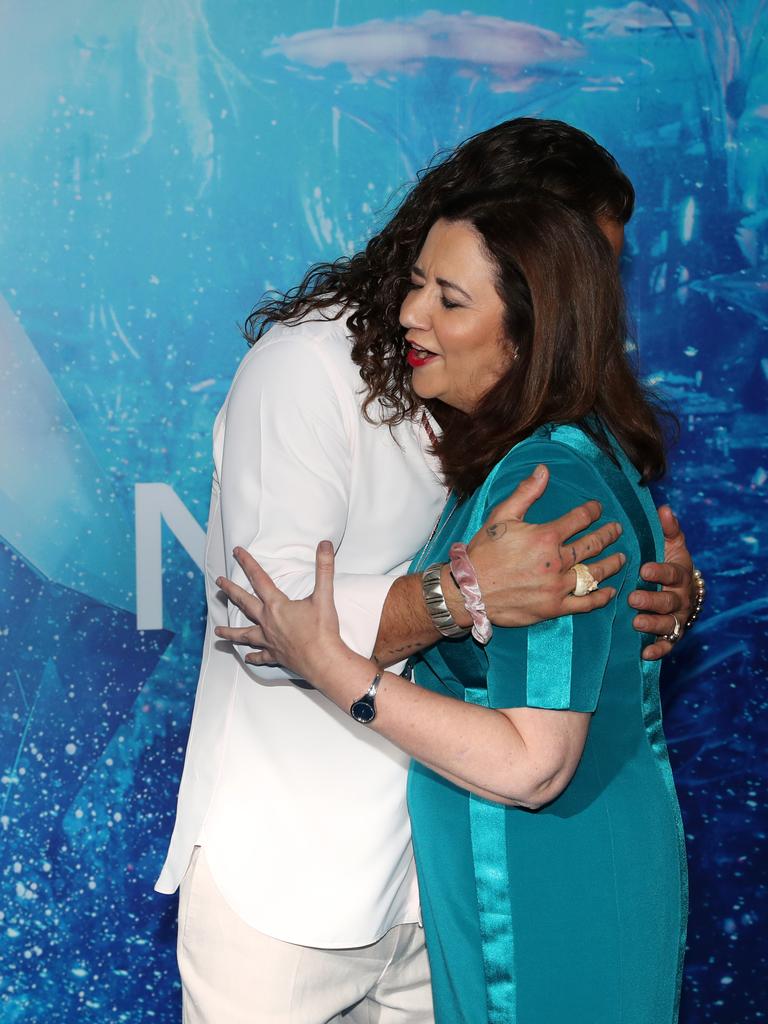 Jason Momoa and Premier Annastacia Palaszczuk at the Australian premiere of Aquaman. Picture: Nigel Hallett