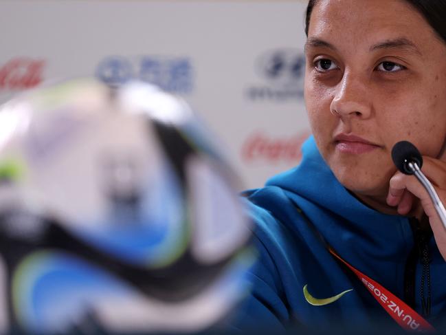 Sam Kerr says the Matildas are preparing for an early ‘final’ against Ireland. Picture: FRANCK FIFE / AFP