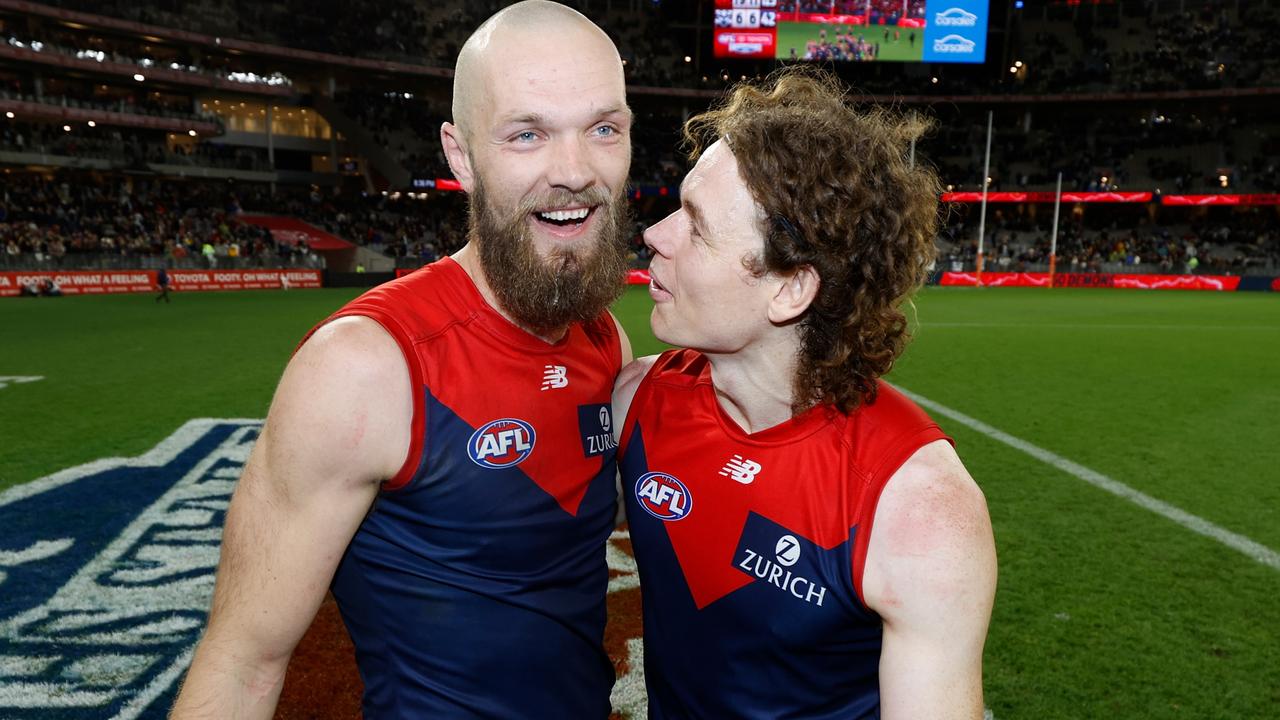 Max Gawn and Ben Brown are riding the fairytale. Photo by Michael Willson/AFL Photos via Getty Images.