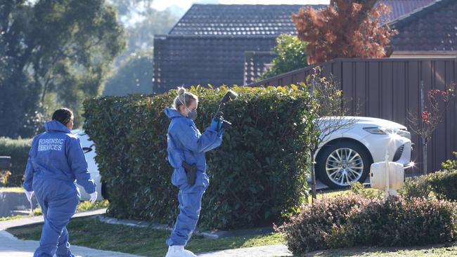 Forensics crews were at the scene of the beheading well into the next day. Picture: David Swift