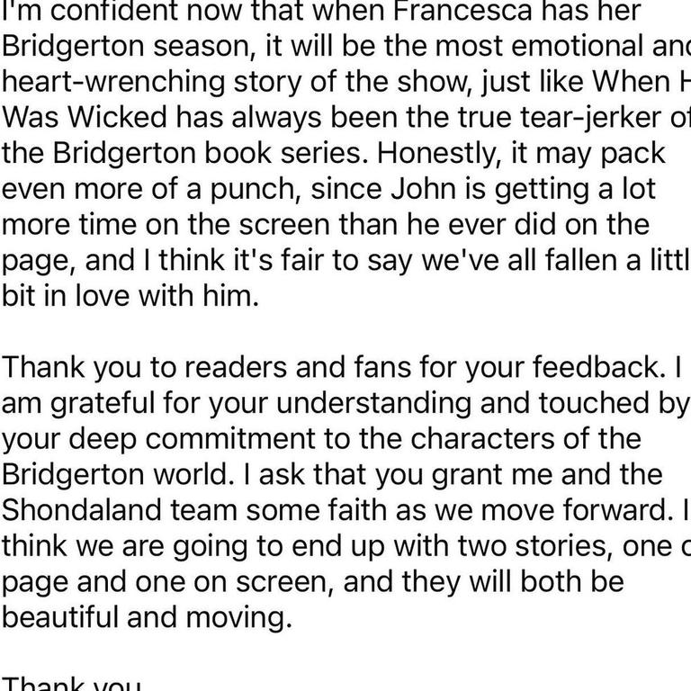 The author says she has faith in Shondaland and Netflix.