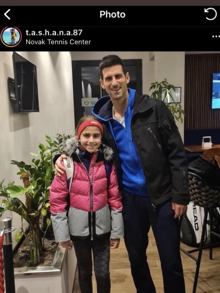 Djokovic photo with a fan, posted on December 17th after his PCR test. Picture: Instagram