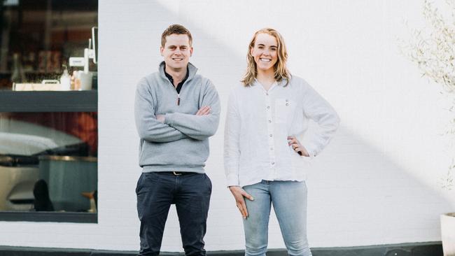 Robert Avier and Hannah Lewis in front of The Penguin Pantry. Picture: Dylan Proctor