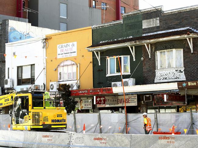 Light rail construction has disrupted businesses on Anzac Parade, Kingsford. Picture: John Appleyard