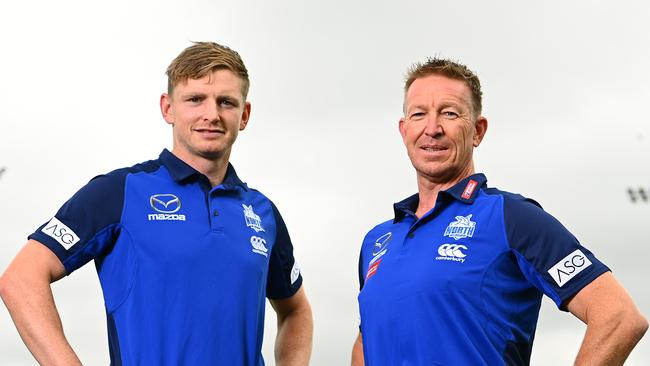 Skipper Jack Ziebell and new North Melbourne coach David Noble.