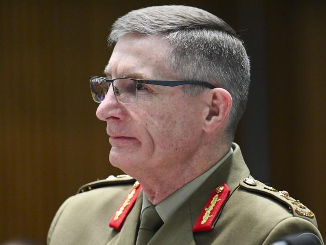 CANBERRA, Australia, NewsWire Photos. June 5, 2024: Chief of the Defence Force of Australia, Angus Campbell appears at the Senate, Foreign Affairs, Defence and Trade Legislation Committee (Senate Estimates) at Parliament House in Canberra. Picture: NewsWire / Martin Ollman