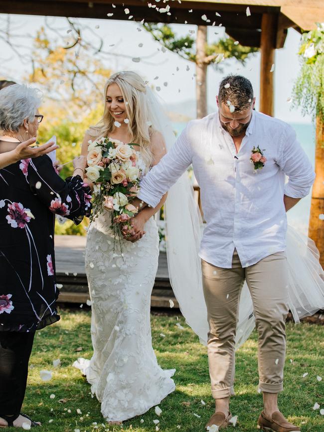 Jordan and Jesse Beattie were affected by the liquidation of Wedding Planners Whitsundays. The couple married at Earlando on Wednesday as planned. Pic: Summer Rain Photography