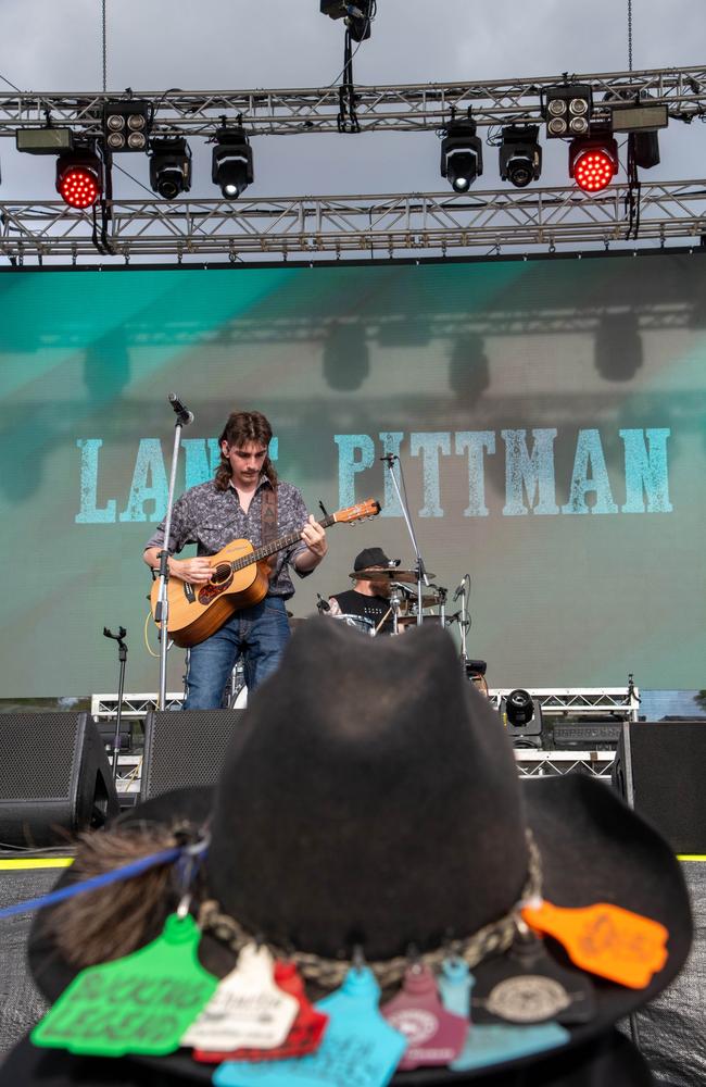 Lane Pittman entertains the crowd at Meatstock - Music, Barbecue and Camping Festival at Toowoomba Showgrounds.Friday March 8, 2024 Picture: Bev Lacey