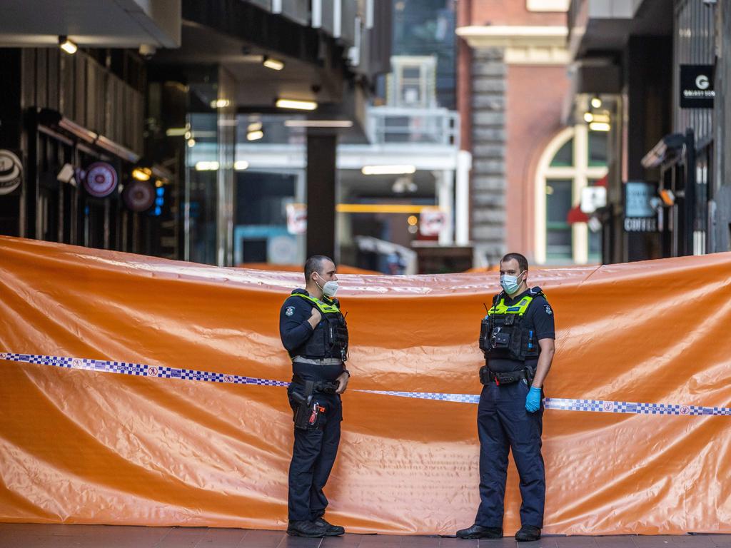 Detectives were at the scene about 8am on Tuesday as they tried to piece together what happened. Picture: Jake Nowakowski