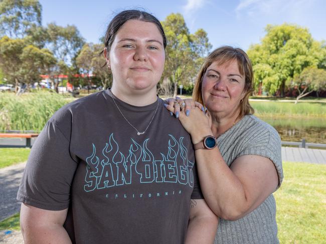 Tara Winston, 18 with her mum, Leeanne, in Mount Barker SA. Pictured on Nov 14th 2024. Picture: Ben Clark