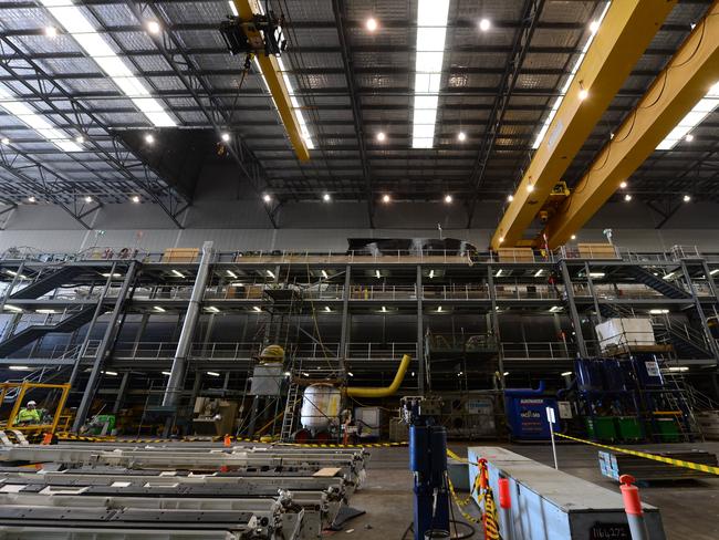 A Collins-class submarine undergoes maintenance at the ASC site in Osborne. Picture: Tricia Watkinson.