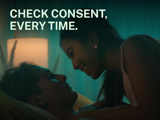 A new state government ad campaign to educate young people on how to proactively seek sexual consent. Picture: Supplied,