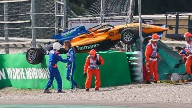 Australian Formula 3 driver Alex Peroni escaped this crash with a broken vertebra. Credit: Fox Sports