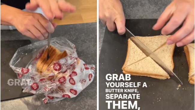 She uses a knife to seperate the sandwiches in the morning. Image: @theorganisingplatform 