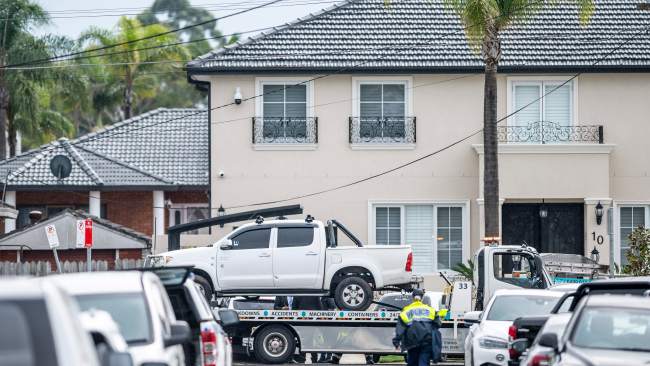 A white ute was seized by forensic teams. Picture: Darren Leigh Roberts