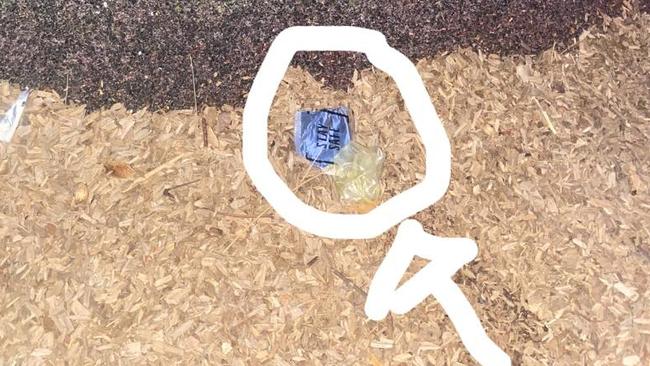 A Pottsville mum’s young daughter saw the wrappers while coming off a slide.