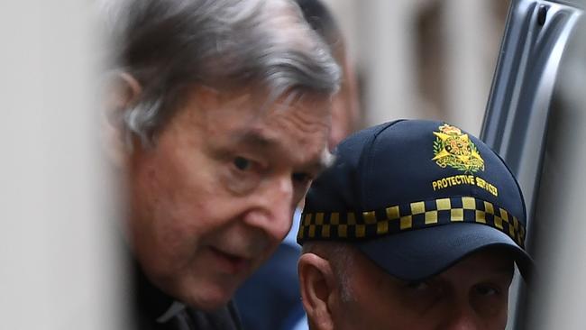 George Pell departs the Supreme Court of Victoria. Picture: AAP