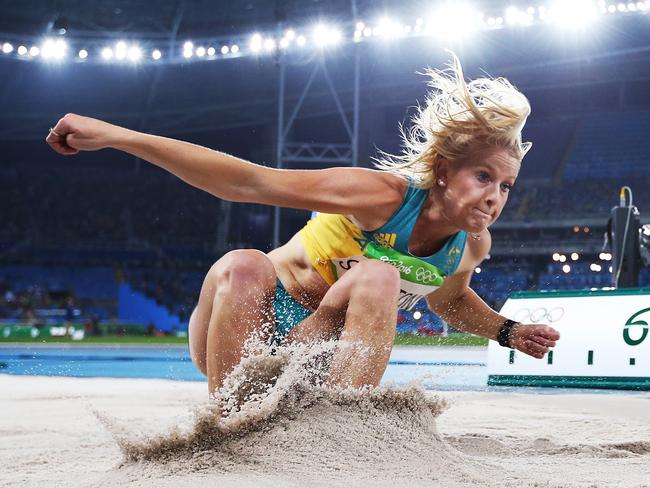 Australia's Brooke Stratton in the Women's Long Jump Final during the Athletics on Day 12 of the Rio 2016 Olympic Games. Picture: Phil Hillyard