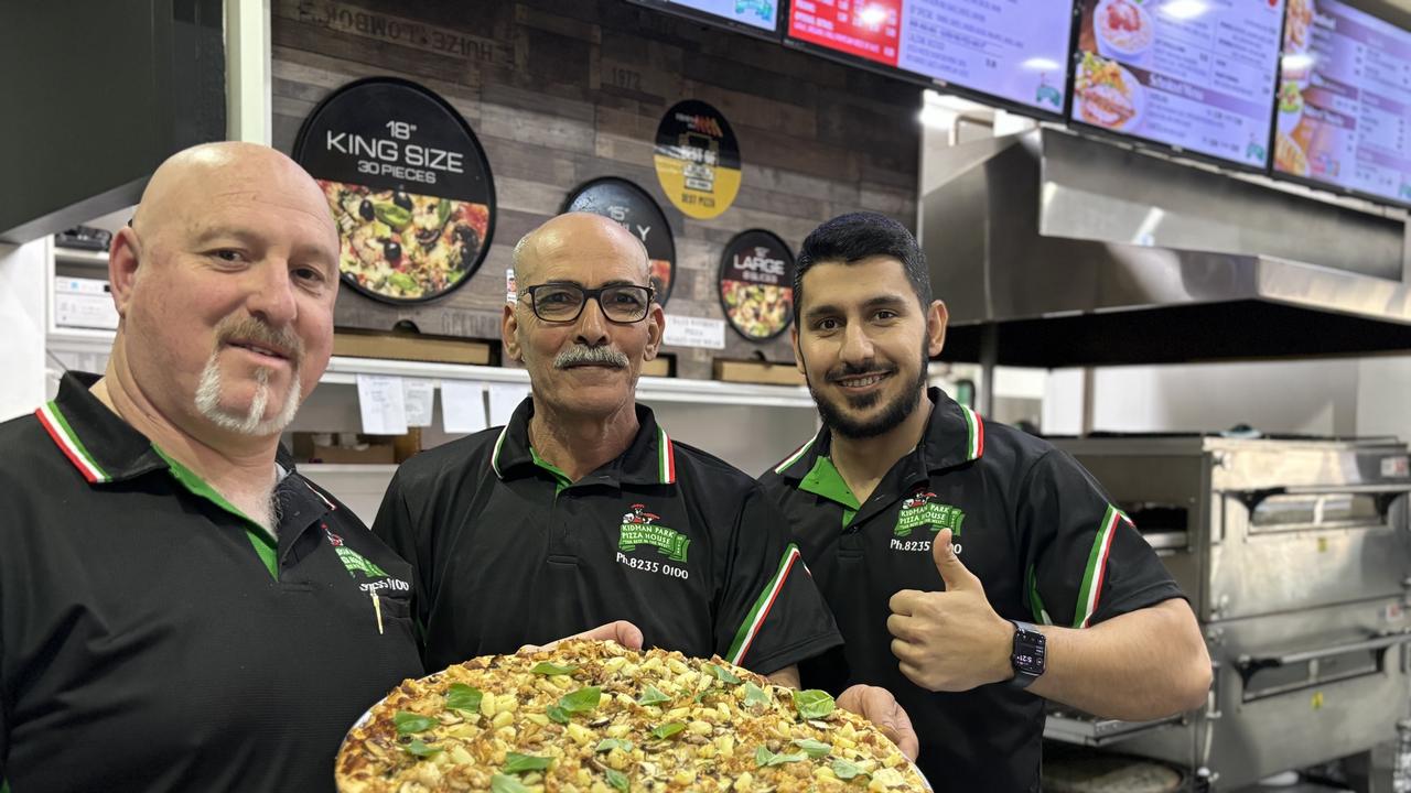 Kidman Park Pizza House has been named Adelaide’s best. Mario Cavuoto (owner) with staff members Latif and Mahidi. Picture: Triple M