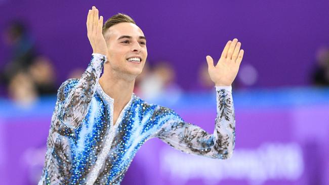 USA's Adam Rippon competing at te 2018 Winter Olympics.