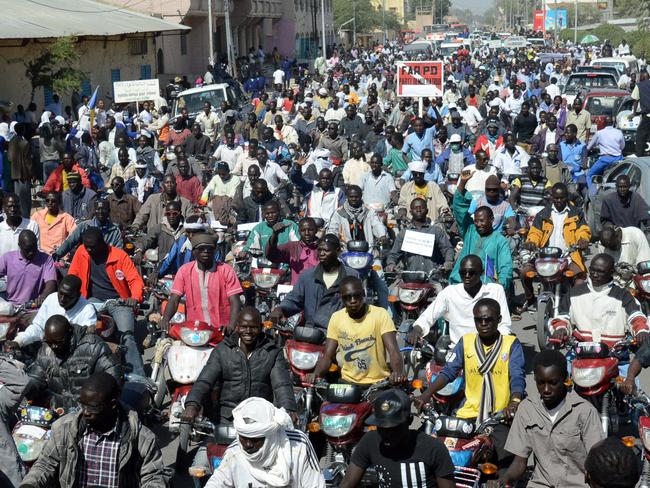 Assistance ... people take part in a rally in N'Djamena, Chad, to show their support of the authorities' decision to send troops to fight Nigeria's Boko Haram Islamists. Picture: AFP