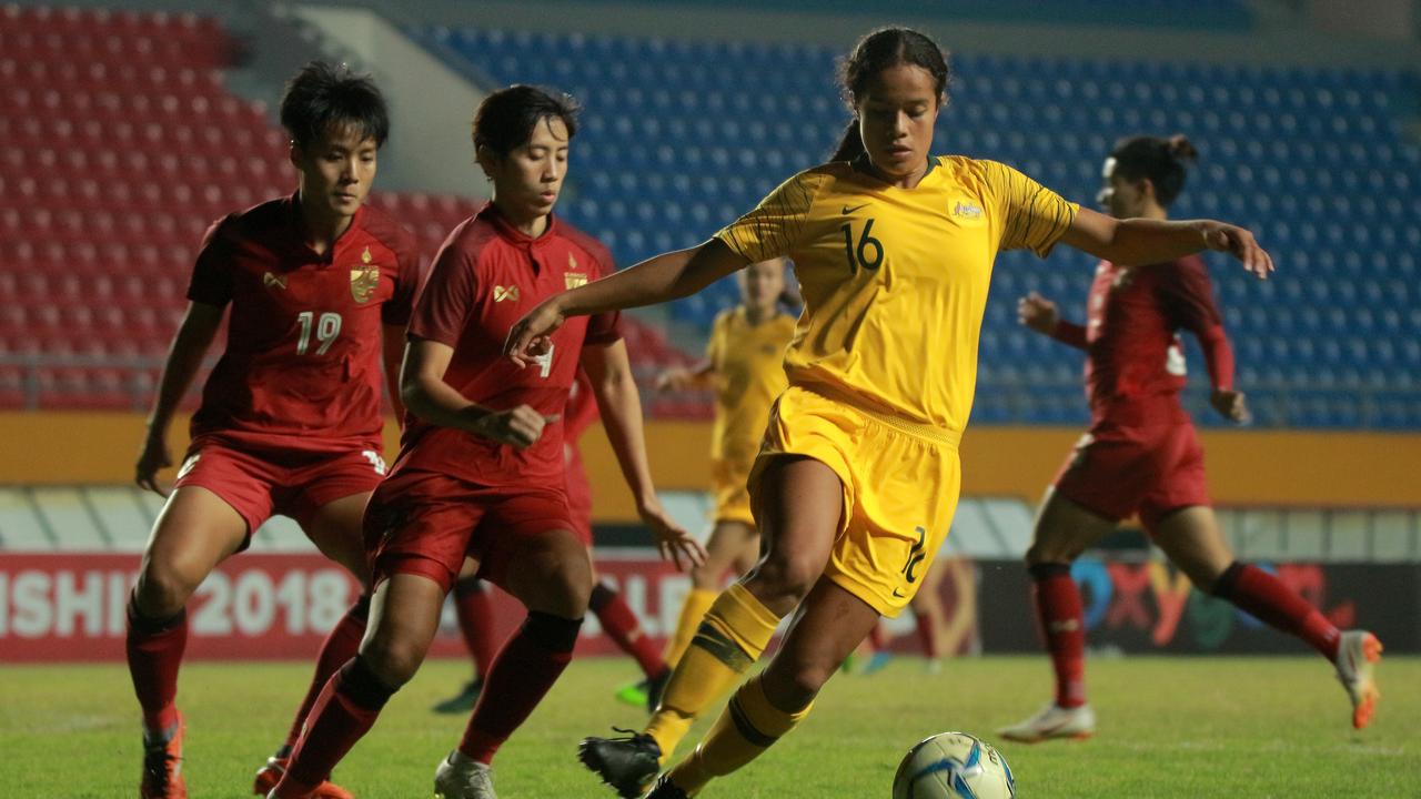 Young Matildas player Mary Fowler in action.