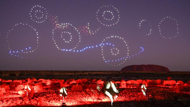 Drones light up the sky at the premiere of Wintjiri Wiru.