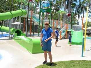 Viv Arthur Manager of Discovery Park Rockhampton shows off its new waterpark. Picture: Jann Houley