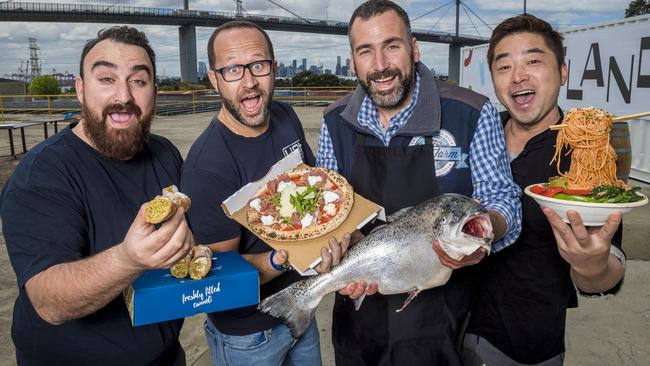 Dario di Clerico from Cannoleria, Fabio Biscaldi from 48h Pizza e Gnocchi Bar, Hanna Hamond from Cripps Family Fish and Chips and Simon Shaw from Flying Noodles. Picture: Jake Nowakowski