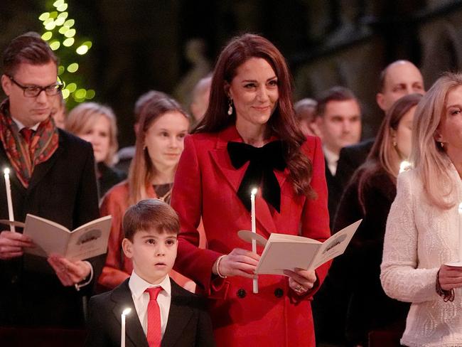 Kate Middleton at her Christmas carol service at Westminster Abbey. Picture: Getty Images