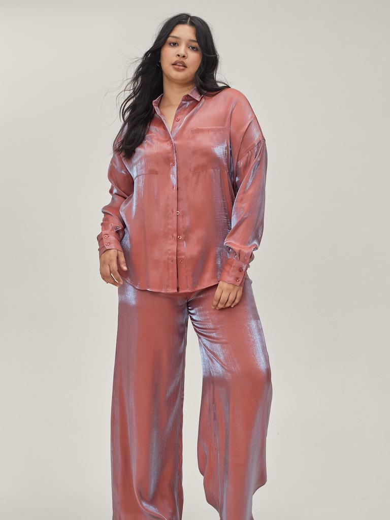 Nasty Gal Plus Size Metallic Satin Pant